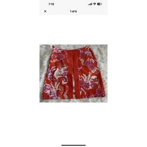 Island Republic Woman's Size 4 Orange/Pink Floral Print Lined Skirt